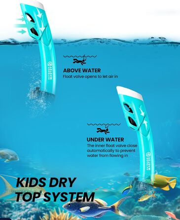 Дитячий комплект для підводного плавання OutdoorMaster Marlin, маска для дайвінгу з регульованим ремінцем та сухим верхом, маска для підводного плавання з захистом від запотівання, дитячі окуляри для плавання для хлопчиків та дівчаток, вік 4-14 років, син