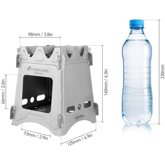 Кемпінгова піч Дров'яна піч Міні-дров'яна карбюраторна піч складна портативна, піч на спирті та піч для бомжів, піч для активного відпочинку, приготування їжі, походів, пікніків, барбекю титанова