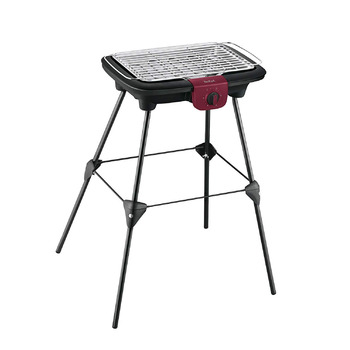 Електричний гриль Tefal Easygrill Adjust BG90F5 з підставкою для вулиці та можливістю використання як настільний, 2300 Вт, площа гриля 870 см, легке очищення, чорний/бордовий