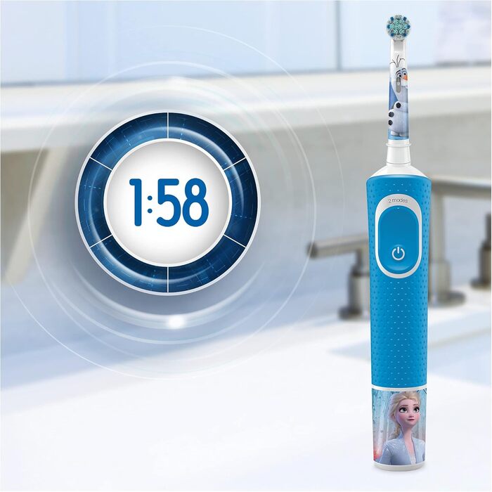 Електрична зубна щітка Oral-B Kids Braun, 1 ручка Disney Frozen Handle (1 або 2), від 3 років, синя, (1 уп.)