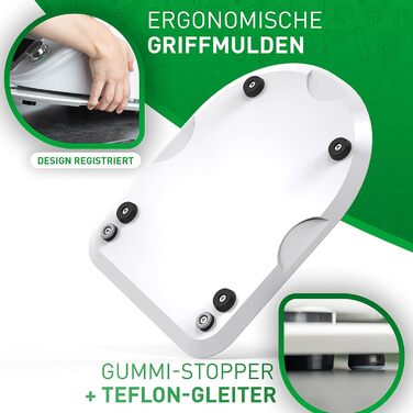 Розсувна дошка FLIPLINE для Thermomix TM6 / TM5 біла AirSlide з мінерального акрилового каменю (ніжки TEFLON) Noble Slider - переміщення без зусиль - роликова дошка Thermomix Glides