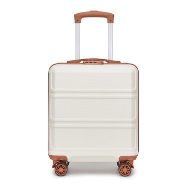 Маленька легка валіза KONO з твердої оболонки 16 дюймів з ABSPC та кодовим замком, ручна поклажа на 4 колесах для Ryanair та easyJet, 45x35x20 см, кремово-білий колір