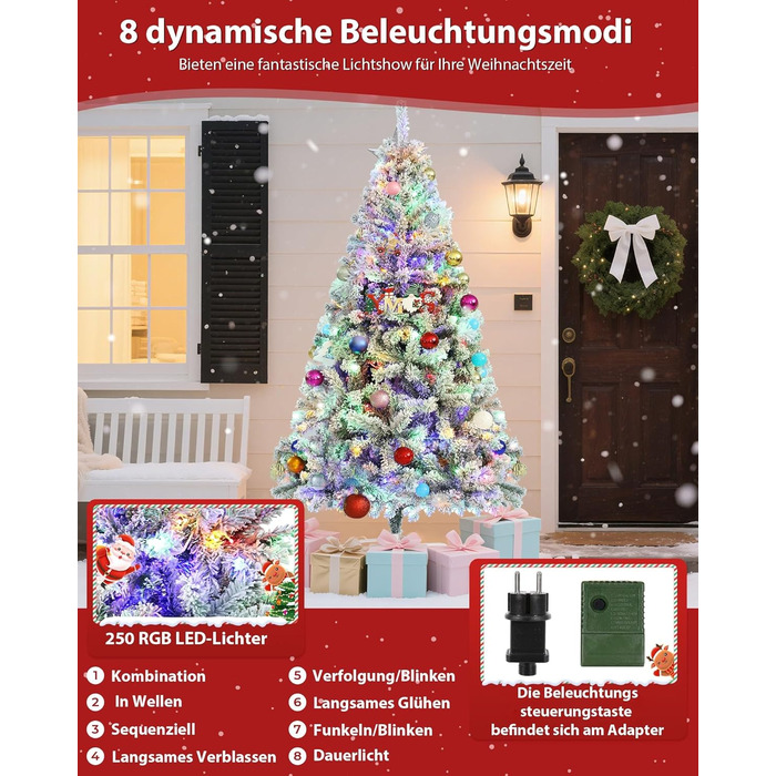 Штучна ялинка з вогнями 180 см біла Himimi