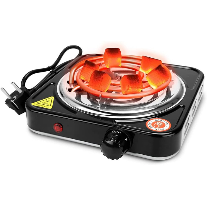 Електрична вугільна запальничка RANJIMA, електрична вугільна запальничка преміум-класу потужністю 1000 Вт для вугілля, електрична мобільна плита, нагрівальна пластинчаста пальник з вугільною сіткою для кокосового вугілля, бамбукове вугілля, чорне вугілля