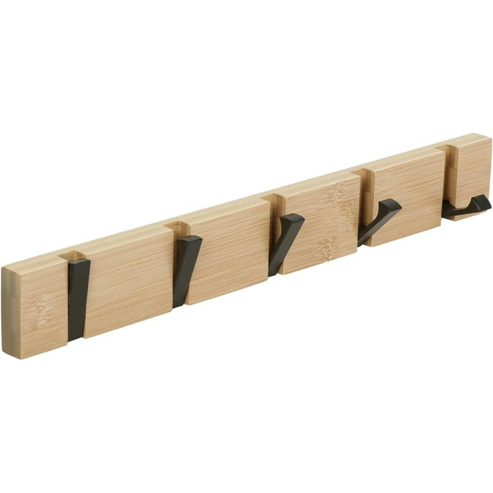 Гачки для пальто настінні сучасні, вішалка дерев'яна складна вішалка бамбукова з 5 рухомими гачками для курток, пальто, шарфів, су