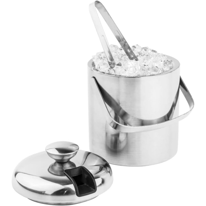 Відро для льоду HI з кришкою і щипцями (вкл. сито для крапель) - лоток для льоду з нержавіючої сталі з кришкою, лоток для льоду, б