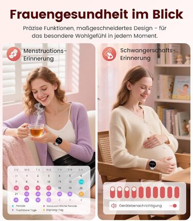 Жіночий смарт-годинник LIGE (2 ремінці), 1,43-дюймовий HD AMOLED-дисплей, смарт-годинник з функцією телефону, фітнес-годинник, спортивний годинник з понад 120 спортивними режимами, відстеження сну, відстеження менструального циклу, годинник для iOS/Androi