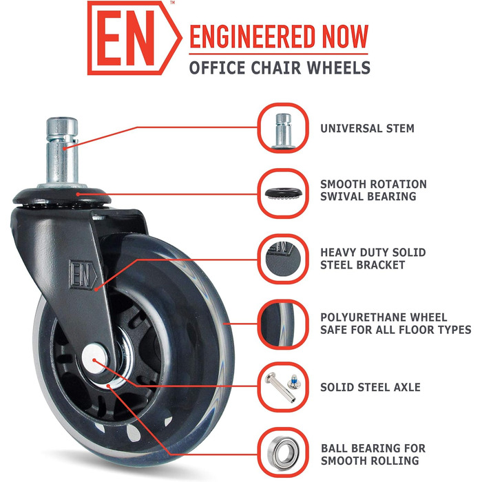 Підголівник Engineered Now для класичного крісла Herman Miller Aeron (5 предметів, чорний) з колесами - комплект з 5 чорних