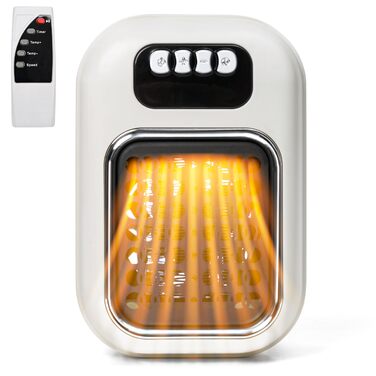 Керамічний настінний обігрівач потужністю 600 Вт з пультом дистанційного керування, керамічним нагрівальним елементом PTC, таймером 1-12 годин та світлодіодним дисплеєм, регульованим термостатом для спальні, офісу, кухні, білий