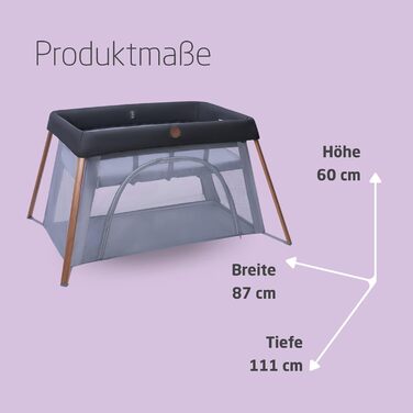 Дорожнє ліжечко 2-в-1 для немовлят, 0-3 роки, 0-15 кг, Компактне дорожнє ліжечко, 2 рівні, Бічне вікно, Складане та легке, Розширюваний матрац, Екологічно чисте, Essential Graphite Iris2 Essential Graphite, 2
