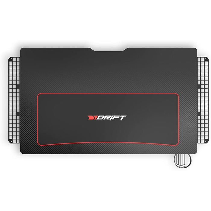 Ігровий стіл з карбоновою стільницею, покритий повнорозмірним килимком, тримачем для чашки та навушників, регульованими ніжками, чорний, 75-