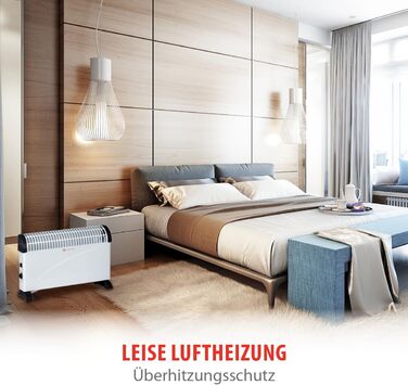 Електричний конвекційний обігрівач alpina CHYO2 електричний радіатор потужністю 2000 Вт з регульованим термостатом та функцією турбо для приміщень площею до 15 м білий