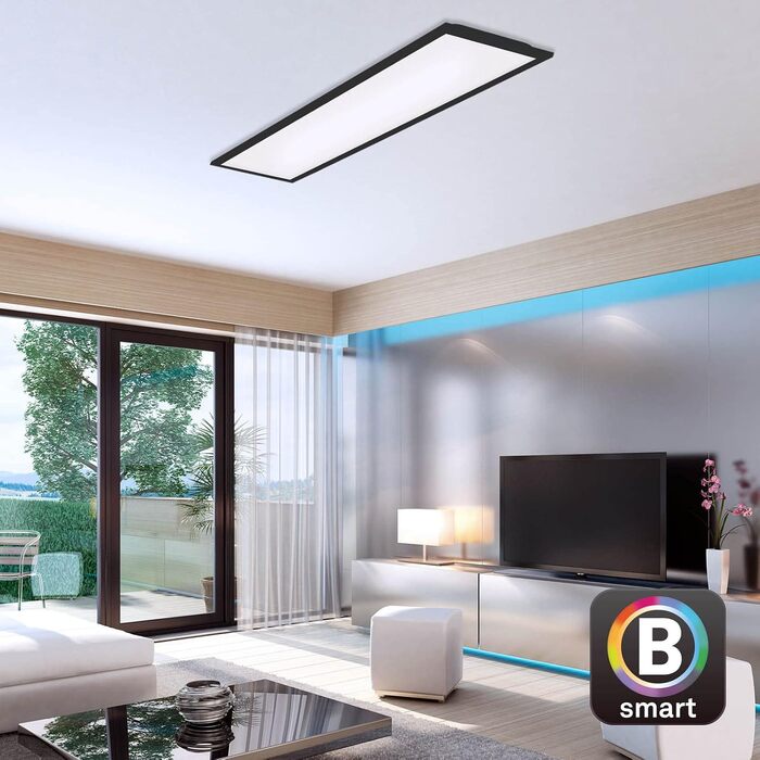 Розумна світлодіодна стельова панель BRILONER Smart Home, сумісна з Alexa, регулювання колірної температури (теплий-холодний білий), 100x25x6,6 см, чорна