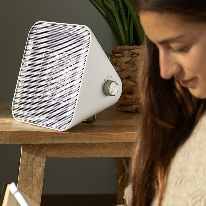 Настільний керамічний обігрівач Cecotec ReadyWarm 1500 Max, керамічний дизайн, білий, 1500 Вт, регульований термостат, 3 режими, площа обігріву 15 м, елегантний дизайн, безшумна робота, потрійна система безпеки, білий, 1500 Вт макс.