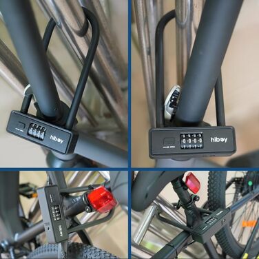 Замок велосипедний Hiboy комбінований, захист від крадіжки, з тримачем, сталевий замок з дужкою 10 мм, U-подібний замок для самокатів та велосипедів
