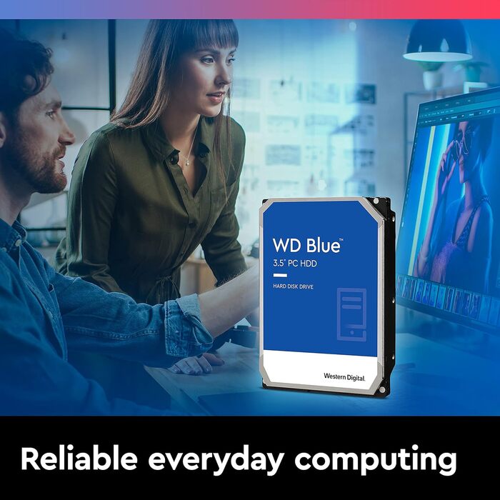 Внутрішній жорсткий диск Western Digital Blue 4 ТБ, SATA 6 Гбіт/с, 3,5 дюйма, 5400 об/хв, 256 МБ кеш-пам'яті, WD40EZAZ (відновлений)