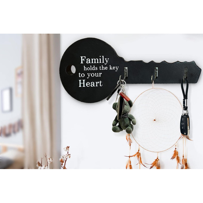 Подарунок для прикраси будинку Ключниця з дерева, самоклеюча або свердлильна, 3-стороння установка, дошка для ключів, дошки для кл