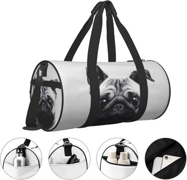 Дорожня сумка-циліндр з мопсом, спортивна сумка для чоловіків та жінок, сумка для подорожей, спортивний баул