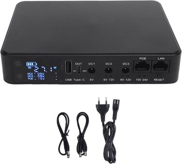 Міні-UPS джерело безперебійного живлення, 10400 мАг, USB-PoE, безперервний захист для камер відеоспостереження та модемів (Європейська вилка)