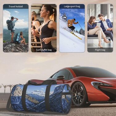 Спортивна сумка-мішок для подорожей, зимовий пейзаж з горами, сумка на ніч, чорна, універсальний розмір, дорожня сумка