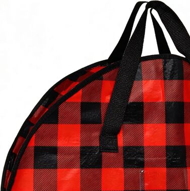 Контейнер для зберігання різдвяного вінка 2 шт. и, картатий візерунок Коробка на блискавці та ручкі для шафи, будинку, горища, підвалу, гаража, Різдва, спальні, гуртожитку 61 x 18 см