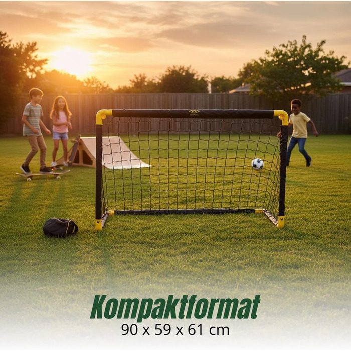 Футбольні ворота Umbro - Футбольні ворота 90 x 59 x 61 см - Складані футбольні ворота - Футбольні ворота для саду, дітей та дорослих - Футбольне тренувальне обладнання для використання в приміщенні та на вулиці - Метал - Чорний/Жовтий