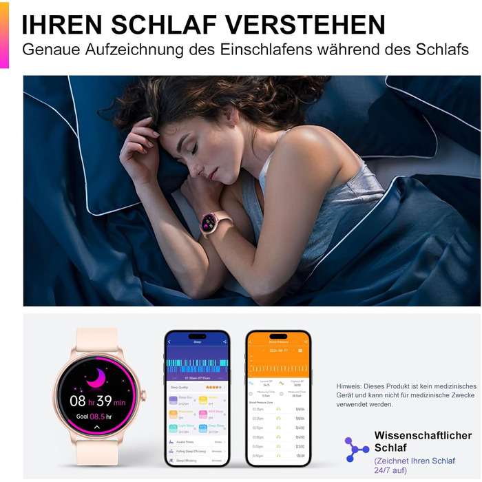 Розумний годинник для жінок та чоловіків, 1,43-дюймовий AMOLED-дисплей, Bluetooth-дзвінки, фітнес-трекер із монітором серцевого ритму та сну, водонепроникний фітнес-годинник IP68 для Android та iOS, рожевий