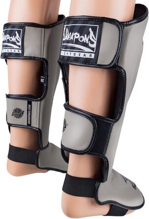 ЗБРОЇ Щитки для гомілок Unlimited 2.0, піщано-чорні, для тренувань та змагань, високоякісна синтетична шкіра та ідеальна амортизація, для муай-тай, K1, MMA, карате та кікбоксингу, 8