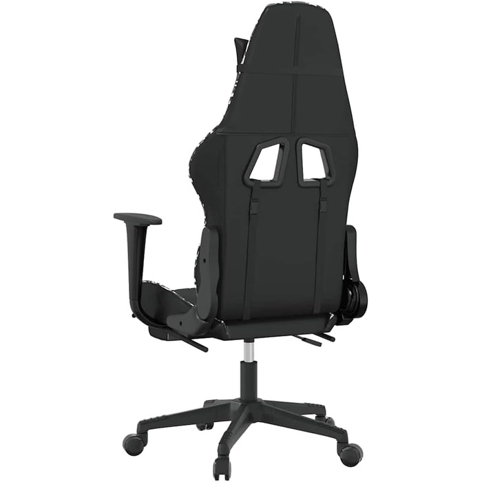 Ігрове крісло з функцією масажу та підставкою для ніг з чорної камуфляжної штучної шкіри, регульована висота спинки, функція повороту на 360 градусів, ергономічне офісне крісло з міцним корпусом 37 x 45 см (Ш x Г) чорного та камуфляжного кольорів