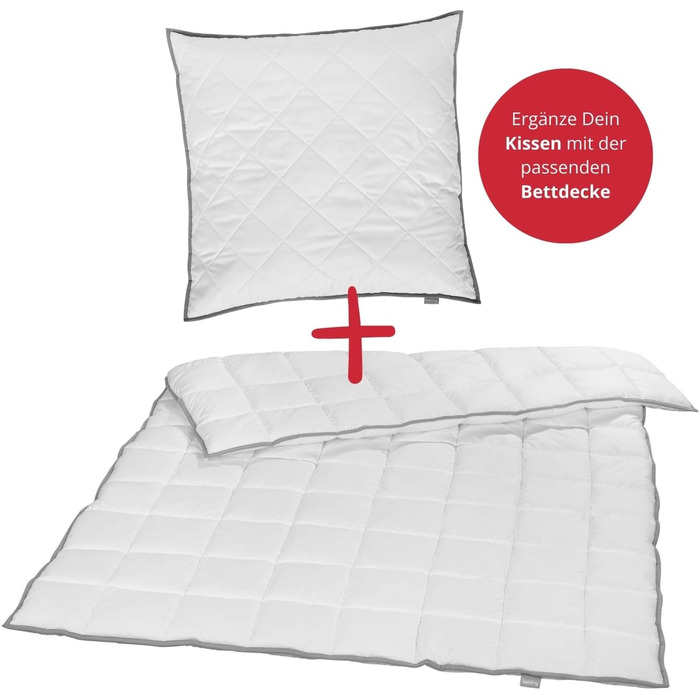 Улюблена 194583 Подушка Стьобана подушка Дихаюча верхня частина з прохолодної тканини Регульована висота Мікрофібра Зроблено в ЄС Стандарт Oeko-Tex 100 Можна прати при 60 градусах 80 x 80 см, біла, (1 упаковка) 1