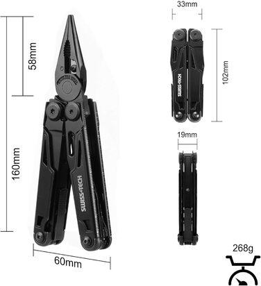 Багатофункціональні плоскогубці SwissTech 16 в 1, складні Mulitool Tool Багатофункціональні плоскогубці, з ножицями, ножем, пилкою