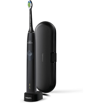 Звукова електрична зубна щітка Philips Sonicare HX6800/87 ProtectiveClean 4300 із вбудованим датчиком тиску, 1 режимом чищення, 1 x функцією BrushSync, чорно-сіра, 2-контактна вилка