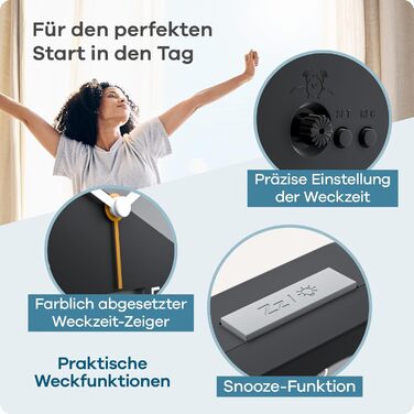 Бездротовий будильник MEBUS з дисплеєм температури, дата, розмір подорожі, живлення від батареї, відкладений будильник, великий дисплей, з підсвічуванням, колір білий, модель 25610 L 4.3 x Ш 9.3 x В 9.4 см (чорний, одинарний)