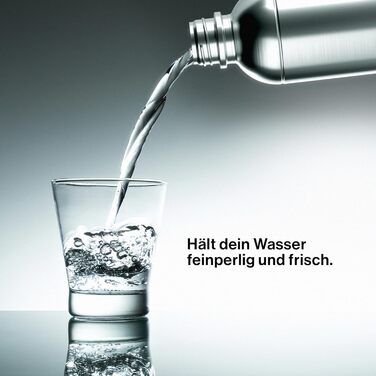 Пляшка для води SC7 ZODA з нержавіючої сталі 1 л Сумісна з Sodastream DUO, TERRA, EASY, ART, ONE, TOUCH, POWER, можна мити в посудомийній машині, змінна пляшка для виробника газованої води