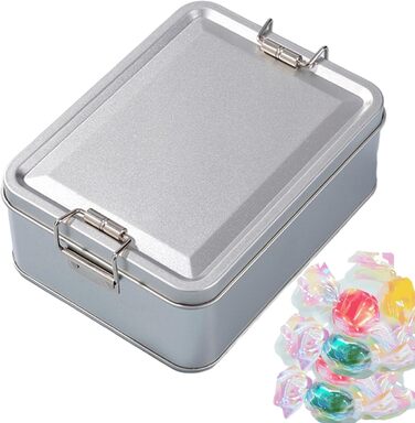 Металева коробка для зберігання прямокутна банка з білого металу з надійною кришкою, герметичні багатоцільові контейнери для кави, чаю, прикрас, цукерок, шоколаду для кухні, комори, сріблястого кольору