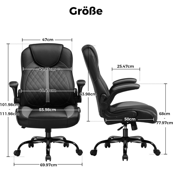 Ігрове крісло GTPLAYER з відкидними підлокітниками, крісло для відеоігор з функцією гойдання, ергономічне комп&39ютерне крісло з губкою високої щільності та регулюванням висоти (сіре)