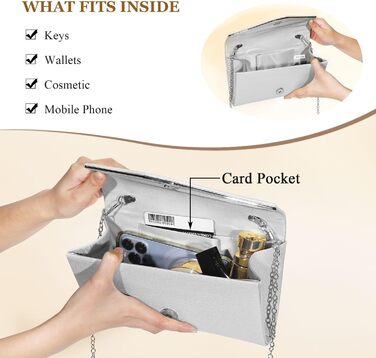 Жіноча блискуча вечірня сумка-клатч елегантна весільна сумка срібний клатч зі знімним ланцюжком офіційна сумка для весілля, вечірки, випускного вечора A-Silver