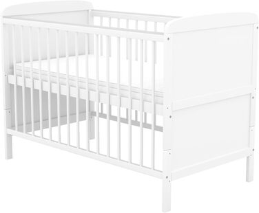 Дитяче ліжечко 70x140 см біле дитяче ліжко, що трансформується в дитяче ліжко &quotНаталі&quot, масив сосни, з прорізувачами