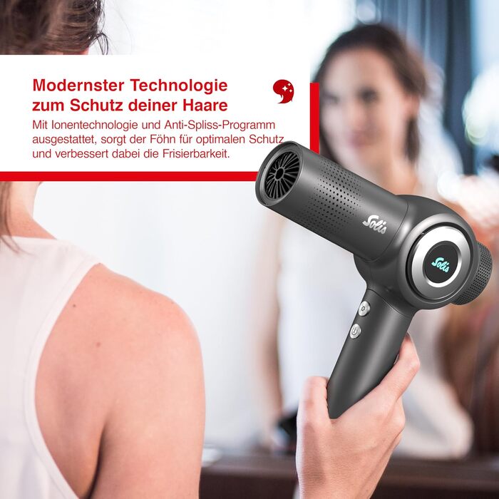 Фен для волосся (Модель 3804) Легкий, з іонізацією, 1600 Вт, 4 режими швидкості, LED-дисплей, програма захисту від посічених кінчиків, дифузор та насадки Професійне укладання волосся, як у салоні краси