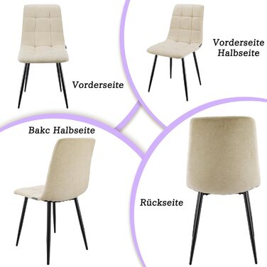 Обідні стільці, комплект із 6 шт. , м&39які стільці з високою спинкою та лляним дизайном, обідні стільці з металевою основою, для їдальні, вітальні, кухні, спальні та вітальні, бежевий