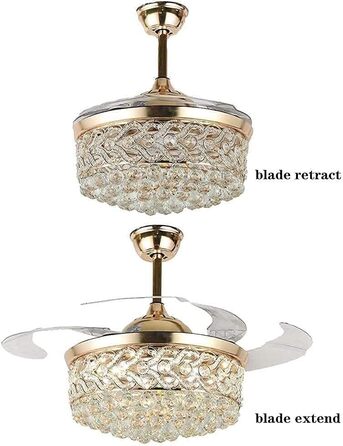 Безшумний стельовий вентилятор кришталевий стельовий вентилятор з підсвічуванням, висувна, невидима люстра, стельовий вентилятор з