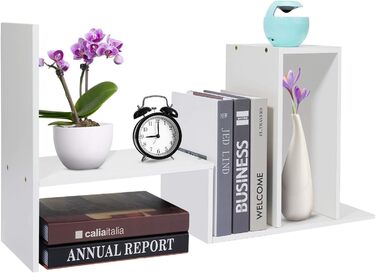 Книжкова полиця Hossejoy, регульована окремостояча книжкова полиця, тримач для книг, розширювана дерев&39яна окремостояча полиця для офісу, вітальні (білий колір)