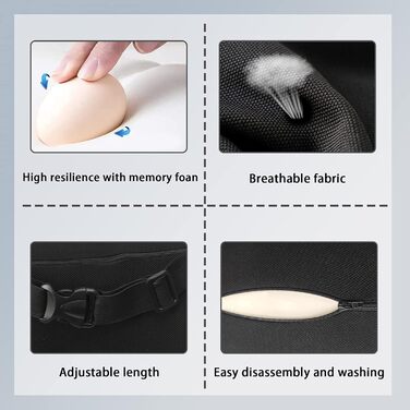 Автомобільна подушка для шиї ZATOOTO, подушка для шиї з піни з ефектом пам&39яті, подушка для голови, має регульований плечовий ремінь та чохол, який можна прати, для водія або пасажира, зручна, м&39яка та дихаюча (чорна) з червоною обробкою