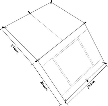 Тент для автомобіля 2,9x4,8 м з вікном-сіткою на задньому борту для кемперів, автофургонів, водонепроникний сонцезахисний козирок, кемпінговий, сонцезахисний вітрило, коричневий 2,9x4,8 м