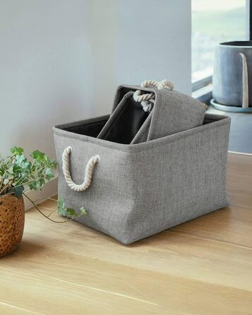 Тканиновий кошик для зберігання Mangata для шафи, різні розміри та кольори, полиці-кошики, коробка для зберігання, 4 шт. (сірий, великий) сірий L-4 шт.