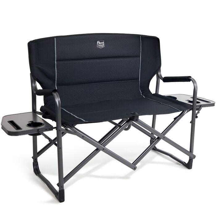 Складаний кемпінговий стілець TIMBER RIDGE для 2 осіб, вантажопідйомність 300 кг, розкладний диван, XXL 2-місний кемпінговий диван з бічним столиком, крісло для кемпінгу на свіжому повітрі, балкону, саду
