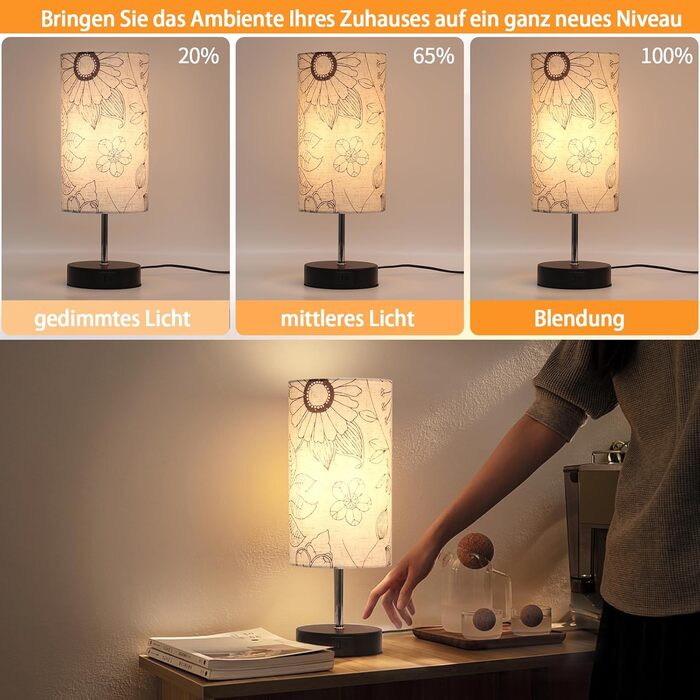 Приліжкові лампи ALANTOP Touch Dimmable, з портами USB AType-C, лляний абажур, включає лампочку, приліжковий світильник з 5-футовим кабелем Вилка для спальні Вітальня Льон-1