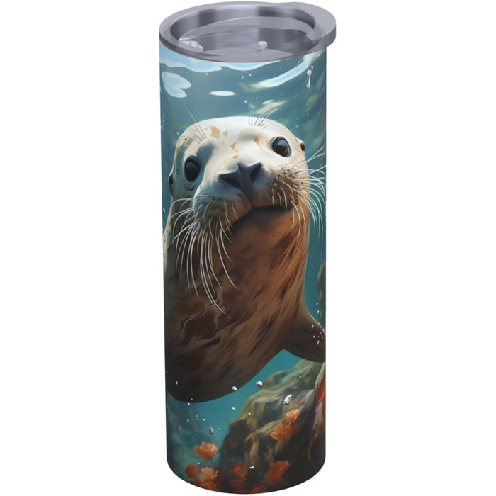 Кухоль з прямою трубочкою, 590 мл, запечатаний цуценя у воді, дорожній кухоль з принтом, підходить для кемпінгу, офісу та дому.