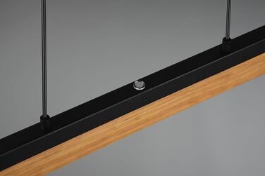 Підвісний LED-світильник Trio Leuchten Kerala 341610132, матовий чорний метал та натуральне дерево, LED 25 Вт, з функцією Switch Dimmer