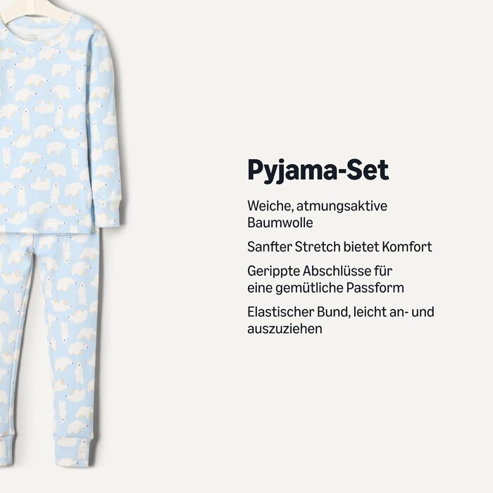 Унісекс-піжами з бавовни облягаючого крою для немовлят та дітей Storeo Essentials x Sofia Grainge, 2 шт., 4 роки, колір білий ведмідь/світло-блакитний